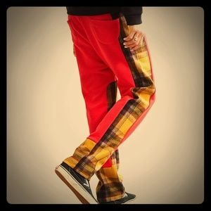 Rare Lucid FC red & brown flannel joggers